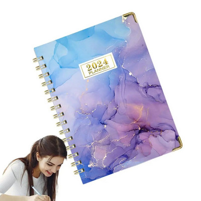 A5 2024 Planner Mėnesio planuoklis Savaitės planuotojo susitikimų knygelė 16x22cm / 6x9 colių planuoklis 2024 su skirtukais 12 mėnesių savaitės mėnuo