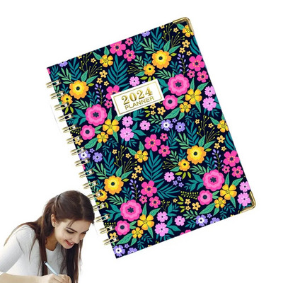 A5 2024 Planner Mėnesio planuoklis Savaitės planuotojo susitikimų knygelė 16x22cm / 6x9 colių planuoklis 2024 su skirtukais 12 mėnesių savaitės mėnuo