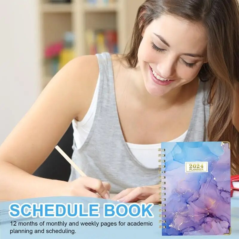 A5 2024 Planner Mėnesio planuoklis Savaitės planuotojo susitikimų knygelė 16x22cm / 6x9 colių planuoklis 2024 su skirtukais 12 mėnesių savaitės mėnuo