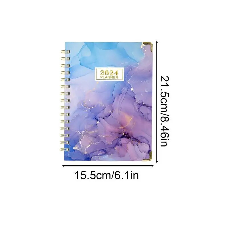 A5 2024 Planner Mėnesio planuoklis Savaitės planuotojo susitikimų knygelė 16x22cm / 6x9 colių planuoklis 2024 su skirtukais 12 mėnesių savaitės mėnuo