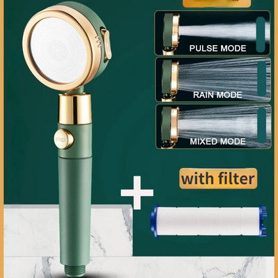 Κεφαλή ντους βροχής υψηλής πίεσης Κεφαλή ντους Εξοικονόμηση νερού ροής 360 μοιρών 3 Λειτουργίες περιστρεφόμενης ρύθμισης Μπάνιο Ροζ κεφαλή ντους