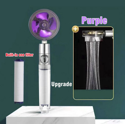 Turbo 360 μοιρών περιστροφής ανεμιστήρας κεφαλής ντους με φίλτρο υψηλής πίεσης σπρέι εξοικονόμησης νερού Φίλτρα κεφαλής ντους Αξεσουάρ μπάνιου