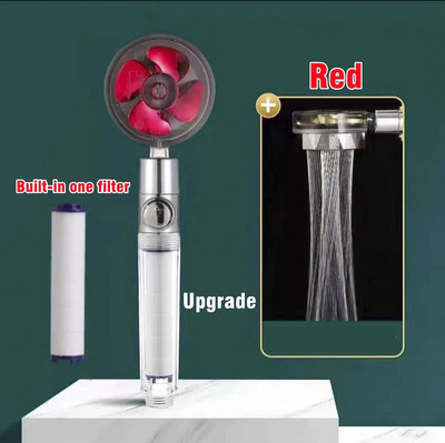 Turbo 360 μοιρών περιστροφής ανεμιστήρας κεφαλής ντους με φίλτρο υψηλής πίεσης σπρέι εξοικονόμησης νερού Φίλτρα κεφαλής ντους Αξεσουάρ μπάνιου