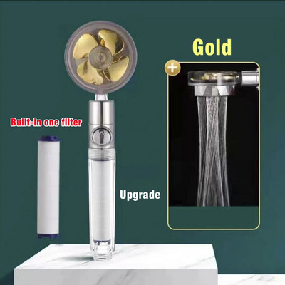 Turbo 360 μοιρών περιστροφής ανεμιστήρας κεφαλής ντους με φίλτρο υψηλής πίεσης σπρέι εξοικονόμησης νερού Φίλτρα κεφαλής ντους Αξεσουάρ μπάνιου