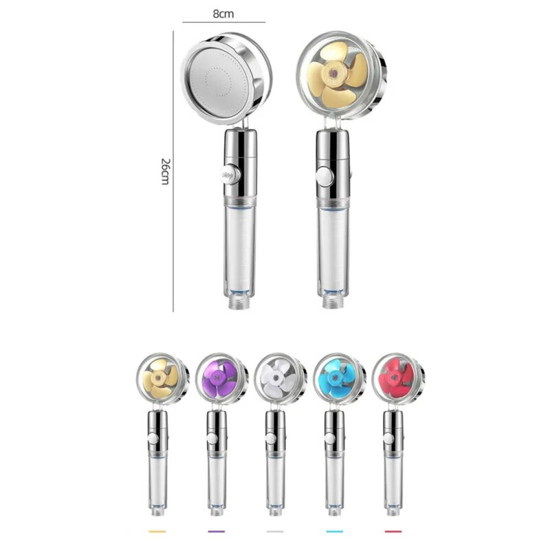 Turbo 360 μοιρών περιστροφής ανεμιστήρας κεφαλής ντους με φίλτρο υψηλής πίεσης σπρέι εξοικονόμησης νερού Φίλτρα κεφαλής ντους Αξεσουάρ μπάνιου