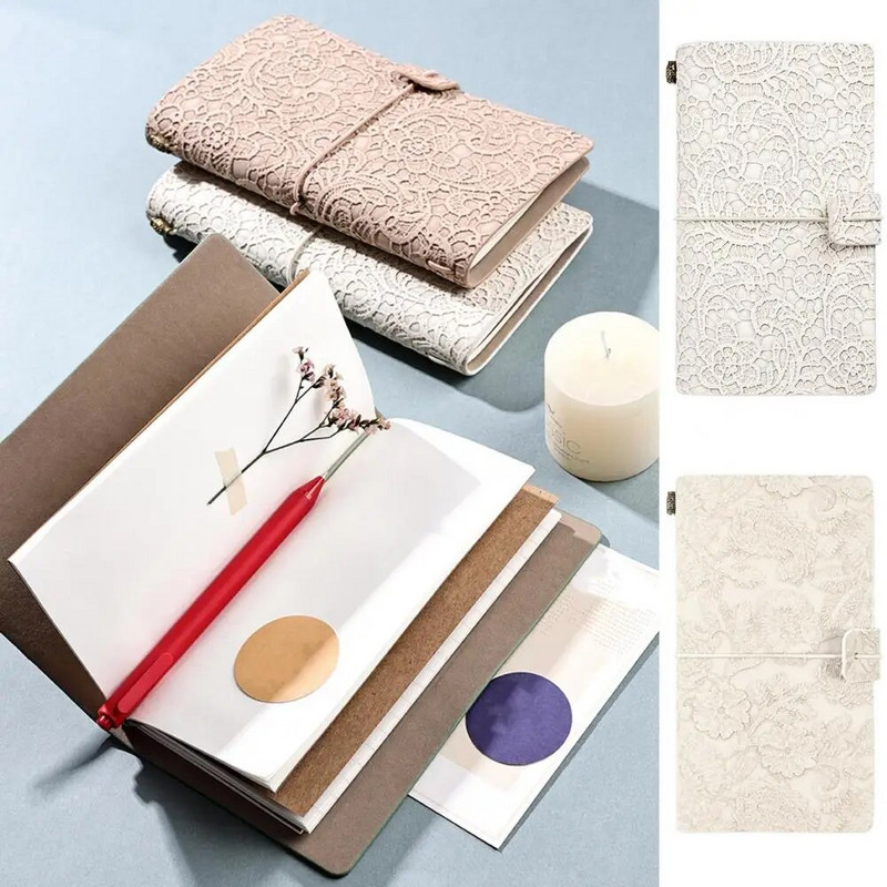 Σημειωματάριο ταξιδιού A6 Vintage ανάγλυφο σημειωματάριο χειροτεχνίας 3D κάλυμμα δαντέλας Αντικαταστάσιμο σχολικό ημερολόγιο αποκομμάτων ημερολογίου μαθητών