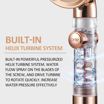Нов 3 режима, регулируем филтър за високо налягане, дъждовна турбина, душ глава, спиране с един бутон, дюза за пестене на вода, аксесоари за баня