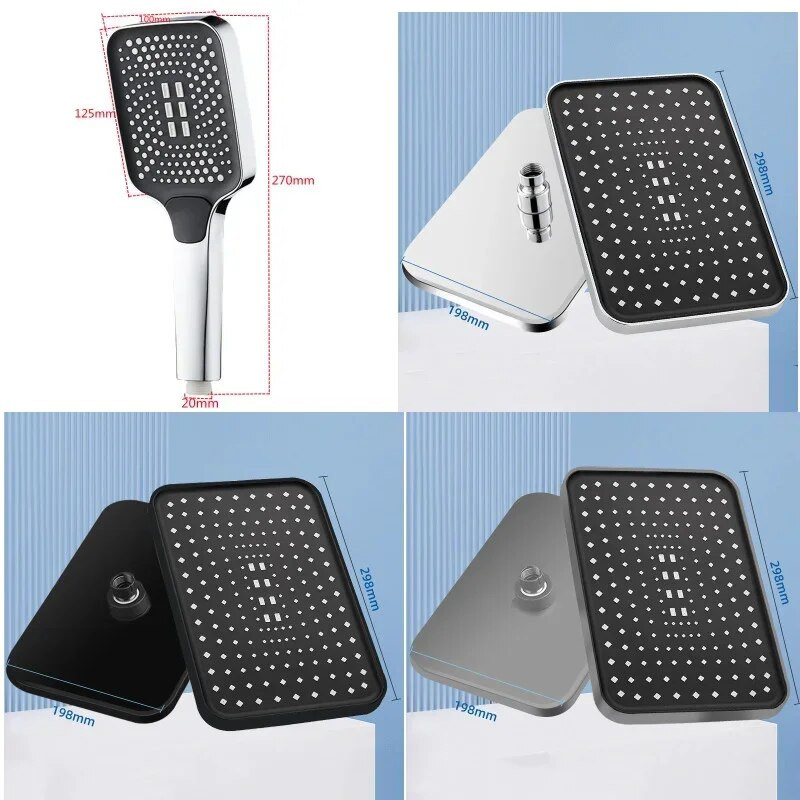 4 režimų reguliuojama dušo galvutė aukšto slėgio vandenį taupantis dušo maišytuvas su savaime išsivalančiais vieno mygtuko „Cut Shift“ vonios kambario priedais