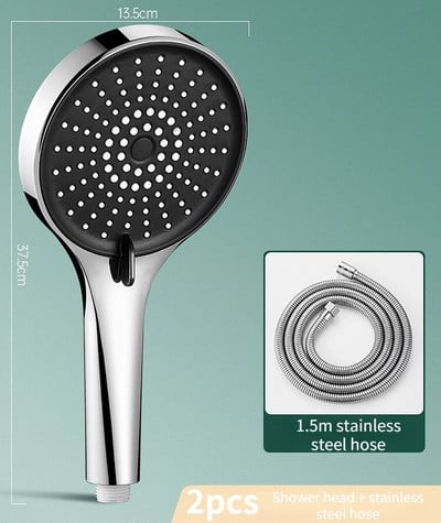Didelė dušo galvutė, 5 režimai, reguliuojamas aukšto slėgio dušo komplektas su dušo filtru, pasukama dušo galvutė lietaus dušo galvutė