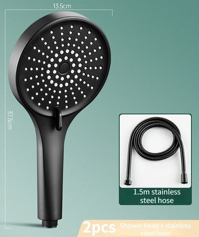 Didelė dušo galvutė, 5 režimai, reguliuojamas aukšto slėgio dušo komplektas su dušo filtru, pasukama dušo galvutė lietaus dušo galvutė