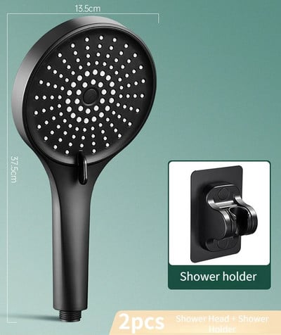Didelė dušo galvutė, 5 režimai, reguliuojamas aukšto slėgio dušo komplektas su dušo filtru, pasukama dušo galvutė lietaus dušo galvutė