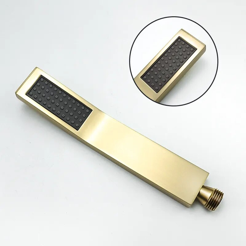 Βουρτσισμένο χρυσό Χειρός ντουζιέρας Μπάνιο με χρυσό φινιρισμένο ορείχαλκο ή ανοξείδωτο ατσάλι με σπρέι ντους ψεκασμού ντους χειρός
