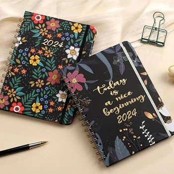 2024 Weekly Monthly Planner Appointment Planner 2024 Floral Coil Design Planner Weekly Monthly Notebook for Home School Office