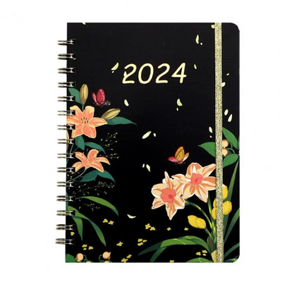 2024 Weekly Monthly Planner Appointment Planner 2024 Floral Coil Design Planner Weekly Monthly Notebook for Home School Office
