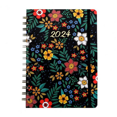 2024 Weekly Monthly Planner Appointment Planner 2024 Floral Coil Design Planner Weekly Monthly Notebook for Home School Office