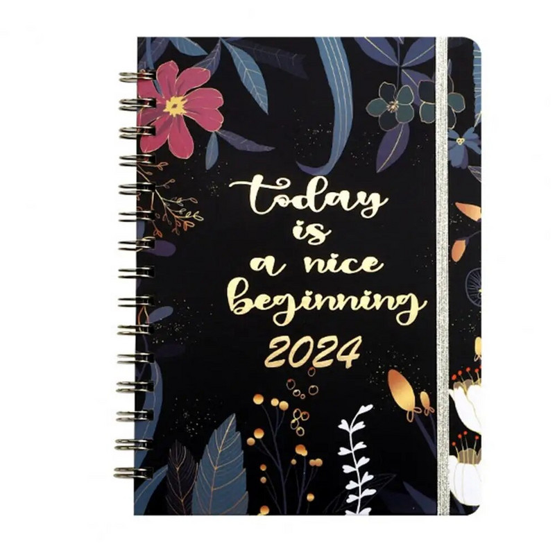 2024 Weekly Monthly Planner Appointment Planner 2024 Floral Coil Design Planner Weekly Monthly Notebook for Home School Office