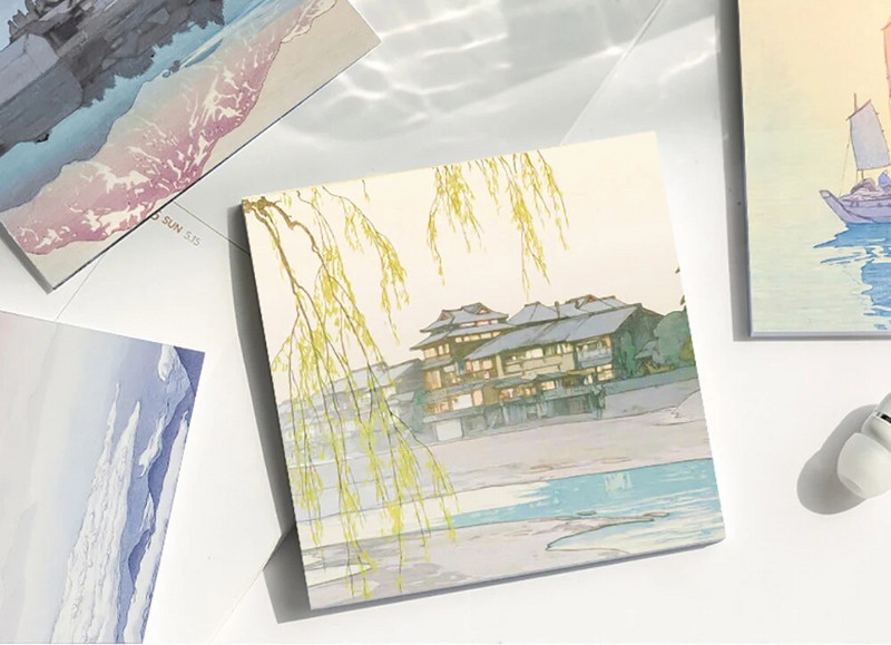 50 lehte/pakendit Maastik loodus Memopad kollaaž Kirjatarbed DIY rämpsajakirjade väljalõigete tegemise tarvikud