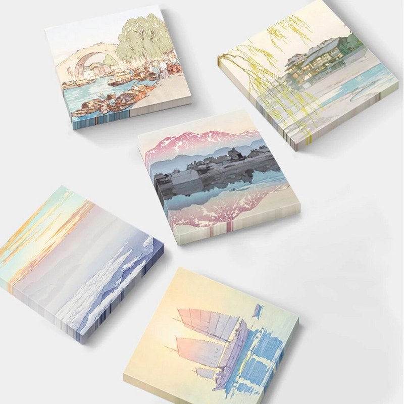 50 lehte/pakendit Maastik loodus Memopad kollaaž Kirjatarbed DIY rämpsajakirjade väljalõigete tegemise tarvikud