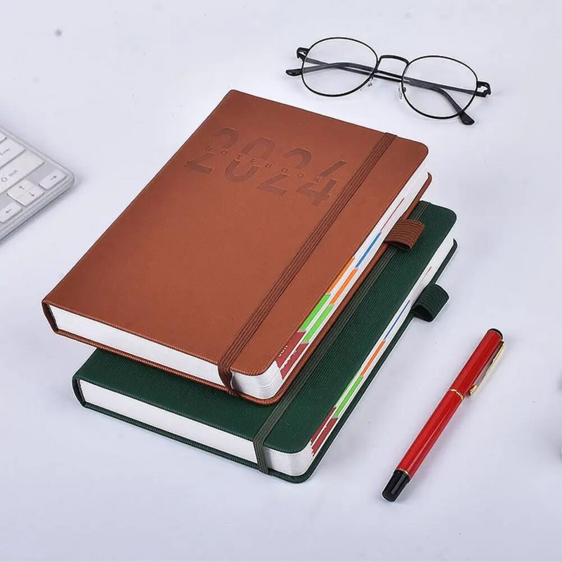 iki gruodžio mėn. planuotojas Elegantiškas dirbtinės odos 2024 m. planuotojas su rašiklio laikiklio juostele Spalvingas mėnesinis indeksas studentams