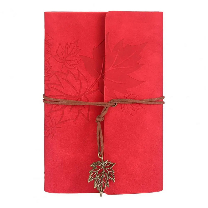 Užitočný ľahký zápisník s voľnými listami v retro štýle s javorovým listom ako darčekový zápisník s náčrtom