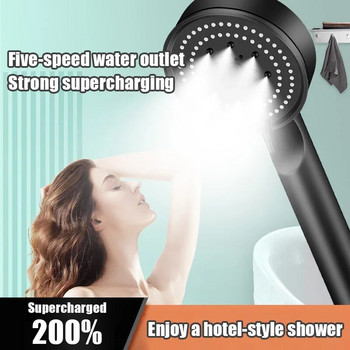 5 режима за спестяване на вода душ слушалка, ръчна спирачка с един бутон Регулируема душ глава с високо налягане Масажна дюза Аксесоари за баня