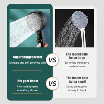 5 режима за спестяване на вода душ слушалка, ръчна спирачка с един бутон Регулируема душ глава с високо налягане Масажна дюза Аксесоари за баня