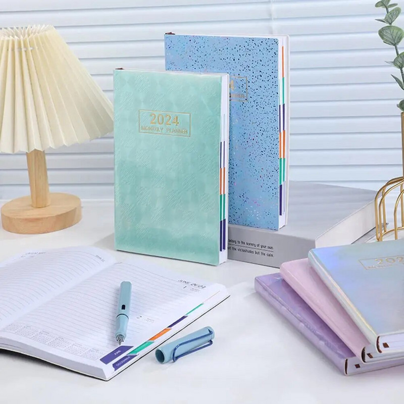 2024 m. planuotojo darbotvarkės užrašų knygelė Aukščiausios kokybės storinto popieriaus savaitės mėnesinių susitikimų knygelė A5 planavimo sąsiuvinis