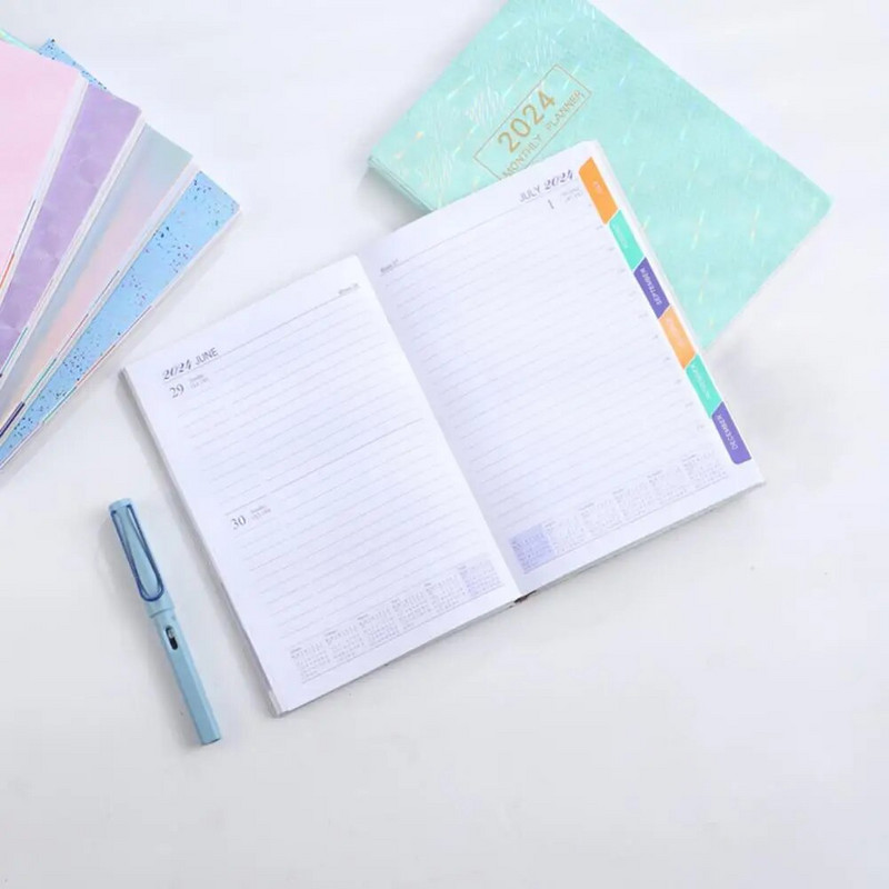 2024 m. planuotojo darbotvarkės užrašų knygelė Aukščiausios kokybės storinto popieriaus savaitės mėnesinių susitikimų knygelė A5 planavimo sąsiuvinis