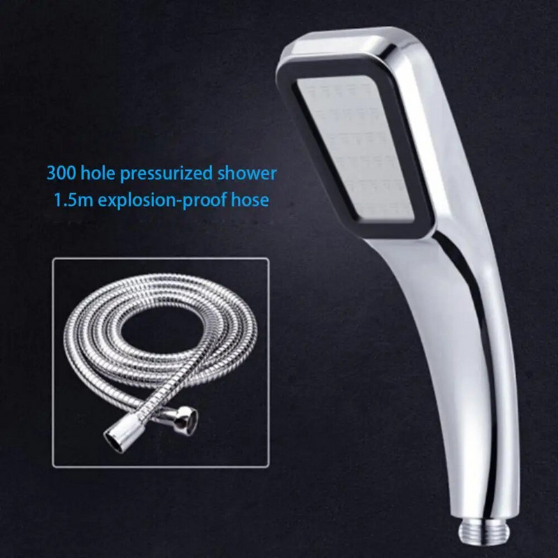 Ruudukujuline dušipea, 300 auku, vett säästev düüs koos kõhulihastega Kroomitud kõrgsurvedušiotsik Vannitoa tarvikud Pihusti dušš