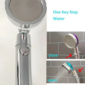 Κεφαλή ντους Properller υψηλής πίεσης με κουμπί διακοπής 360 Περιστρεφόμενο ντους χειρός Εξοικονόμηση νερού Κεφαλή ντουζιέρας μπάνιου με υπερτροφοδότηση
