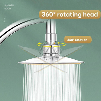 6-инчова дъждовна душ слушалка с високо налягане, ръчна душ слушалка 360 регулируеми аксесоари за баня, пестене на вода