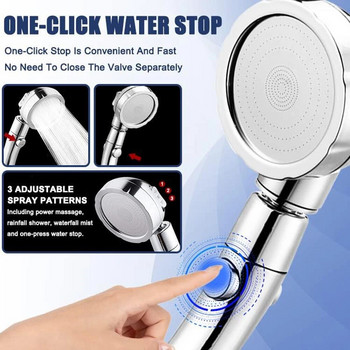 3 Λειτουργίες Υψηλής πίεσης Μεγάλη ώθηση Κεφαλή ντους Εξοικονόμηση νερού Chrome Στρογγυλό ABS Ντους βροχής με κουμπί Stop Αξεσουάρ μπάνιου