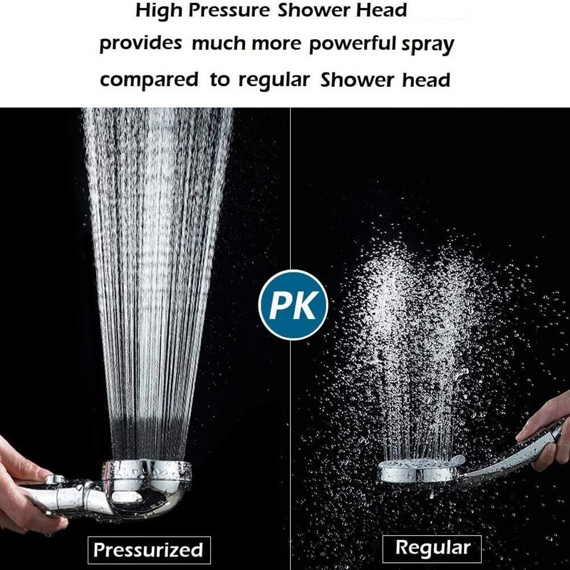 3 Λειτουργίες Υψηλής πίεσης Μεγάλη ώθηση Κεφαλή ντους Εξοικονόμηση νερού Chrome Στρογγυλό ABS Ντους βροχής με κουμπί Stop Αξεσουάρ μπάνιου