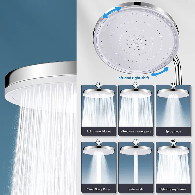 6 režimov vysokotlaková dažďová sprchová hlavica, úsporná dažďová sprchová hlavica Magic Water Flow, kúpeľňové doplnky