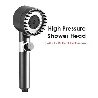 Kõrgsurvefiltriga dušipea, 4 režiimi, rõhu all olev vihmavõimendi, käeshoitav reguleeritav massaaživannitoatarvikutega