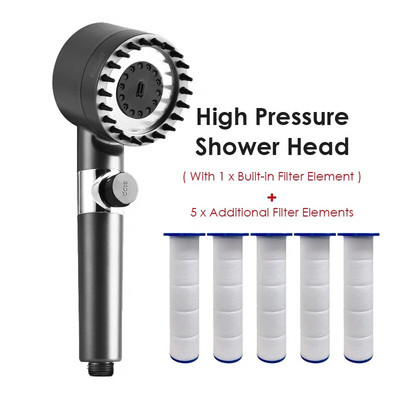 Kõrgsurvefiltriga dušipea, 4 režiimi, rõhu all olev vihmavõimendi, käeshoitav reguleeritav massaaživannitoatarvikutega