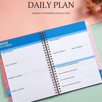 Spiral Planner Book with Waterproof PP Cover Monthly Index Tabs Daily Journal