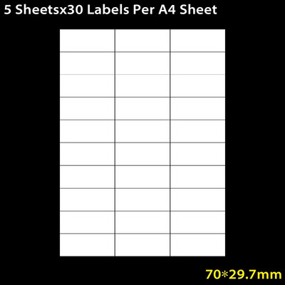 5 lapų adresų etiketės baltos A4 formato lapų lipnios pakuotės lipnios etiketės, skirtos rašaliniam / lazeriniam spausdintuvui, žymeklis biuro reikmenims