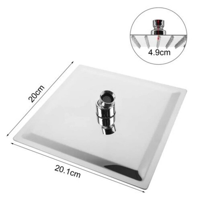 1 tk suur lame ruudukujuline dušipea 8-tolline vann juga vihmasadu kõrgsurvepihusti otsik dušipea vannitoatarvikud