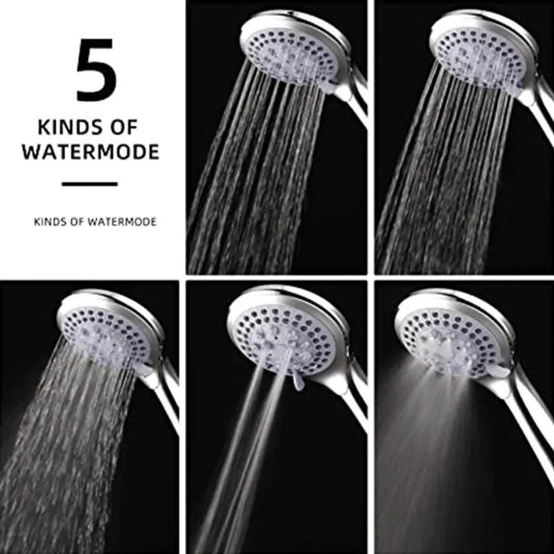 Zhangji vannitoa 5-režiimiline dušipea, suur paneel, vett säästev otsik Klassikaline standarddisain G1/2 dušitarvikud Juhuslikud värvid