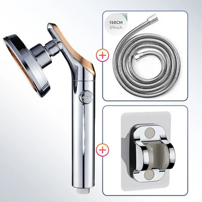 Κεφαλή ντους βροχής, 360 μοίρες περιστρεφόμενη εξοικονόμηση νερού, κεφαλή ντους υψηλής πίεσης με στάση νερού με ένα κλειδί, αξεσουάρ μπάνιου