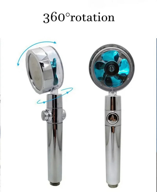 Κεφαλή ντους Εξοικονόμηση νερού υψηλής πίεσης Turbo Propeller Flow Αξεσουάρ μπάνιου βροχής με ενσωματωμένο ανεμιστήρα