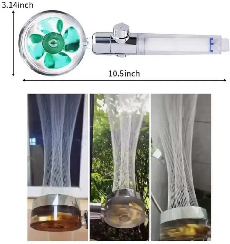 Κεφαλή ντους Εξοικονόμηση νερού υψηλής πίεσης Turbo Propeller Flow Αξεσουάρ μπάνιου βροχής με ενσωματωμένο ανεμιστήρα