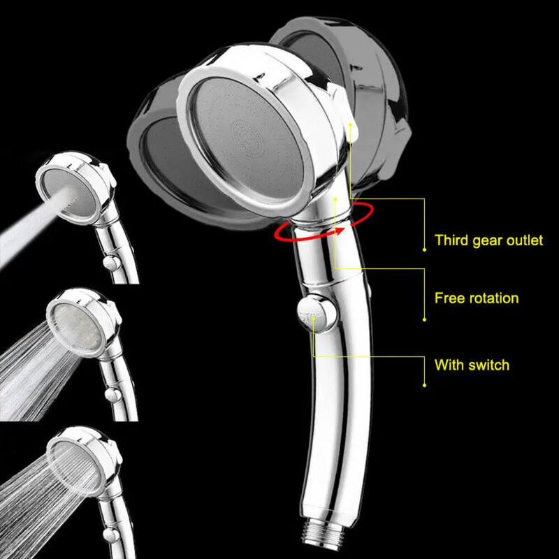 3 režiimi suure vooluhulga vihmasadu ülelaadimine dušipea hõbedane kõrgsurve vett säästev pihustiotsik dušš vannitoatarvikud