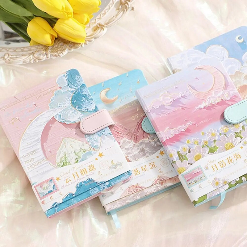 Χειροποίητο Τετράδιο Μόδας Ελαιογραφία Λογοτεχνικό ύφος Thicken Travelers Επαγγελματικό Σημειωματάριο Πολύχρωμο Βιβλίο Ημερολογίου