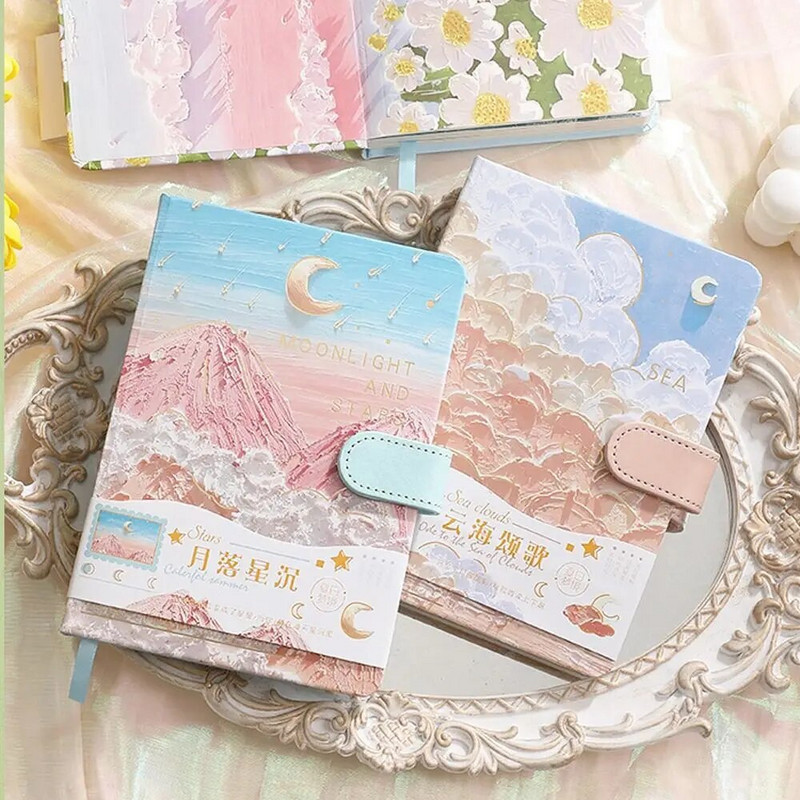 Χειροποίητο Τετράδιο Μόδας Ελαιογραφία Λογοτεχνικό ύφος Thicken Travelers Επαγγελματικό Σημειωματάριο Πολύχρωμο Βιβλίο Ημερολογίου