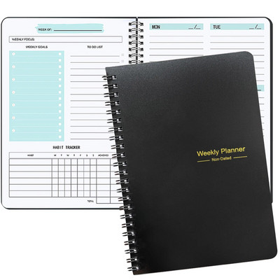 Weekly Planner Undated Spiral Agenda A5 Notebook Planner Pouch 52 Weeks Planner Schedules Γραφική ύλη Σχολικά προμήθειες