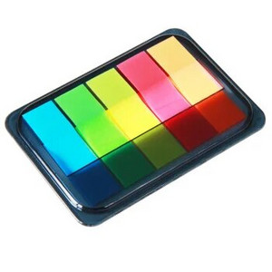 Deli 9060 44 * 12mm 5 spalvos Plastikiniai rodyklės skirtukai Dozatorius Planner Lipdukai Skirstyklė Biuro reikmenys Popierius Lipdukai