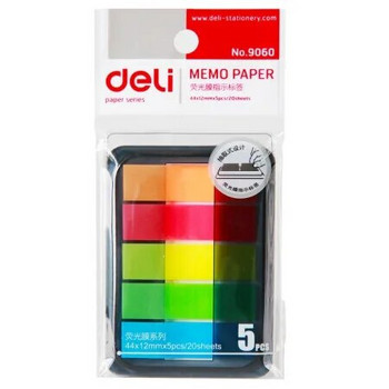 Deli 9060 44 * 12 mm 5 Χρώματα Πλαστικές καρτέλες ευρετηρίου Διανομέας Planner Αυτοκόλλητα Διαιρέτης Αναλώσιμα γραφείου Χαρτί Αυτοκόλλητες σημειώσεις