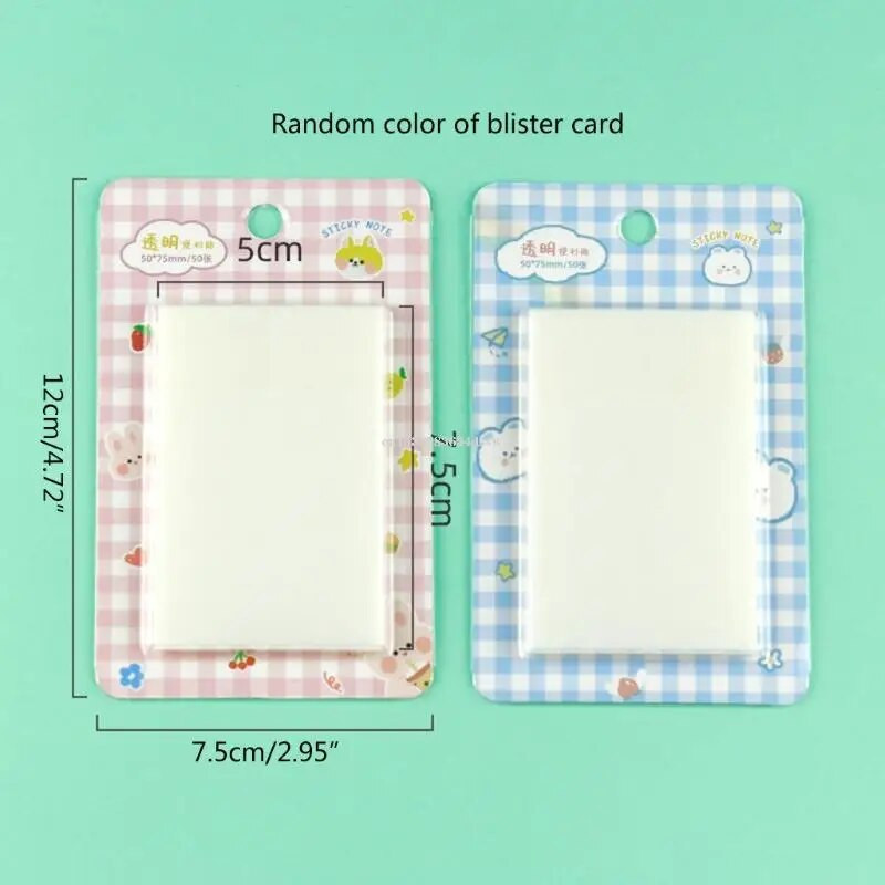 50PCS Αυτοκόλλητα διαφανή σημειωματάρια Sticky Removes Cleanly Waterproof Memo Papers Υπενθύμιση μηνυμάτων για αγόρια κορίτσια